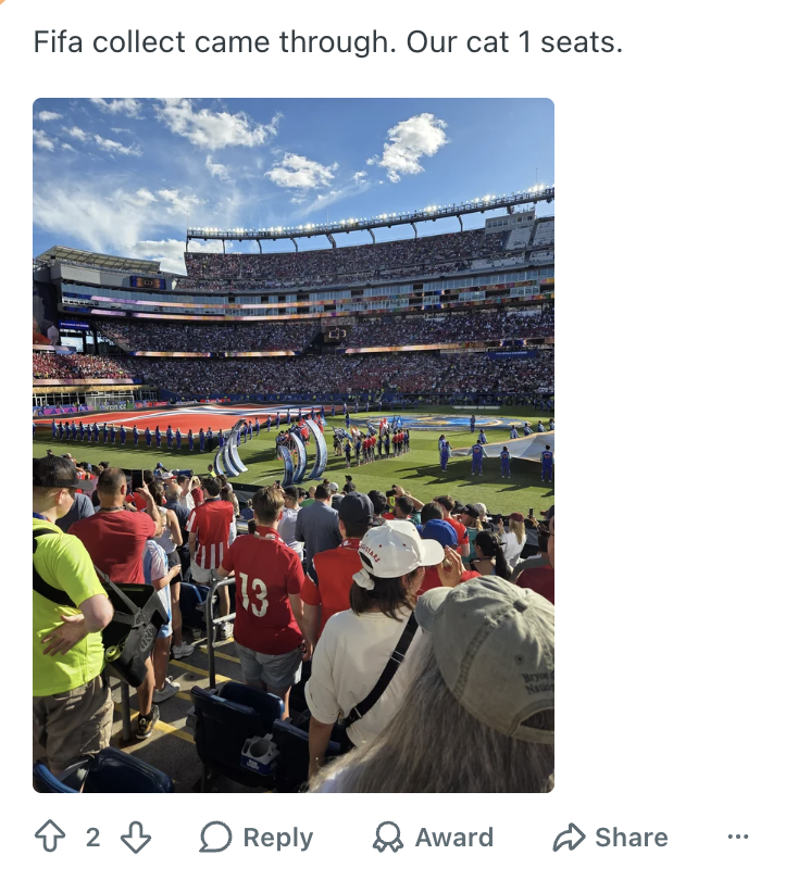 Cat 1 · Iraq vs. Norway — seat view