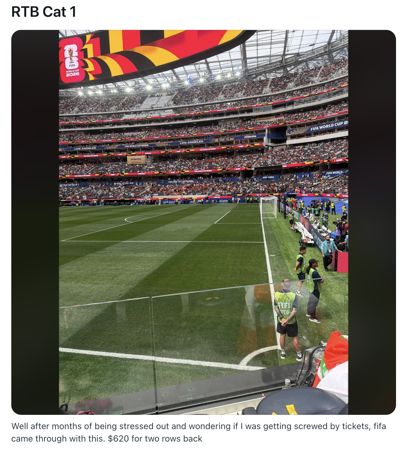 Cat 1 · SoFi Stadium, LA — seat view